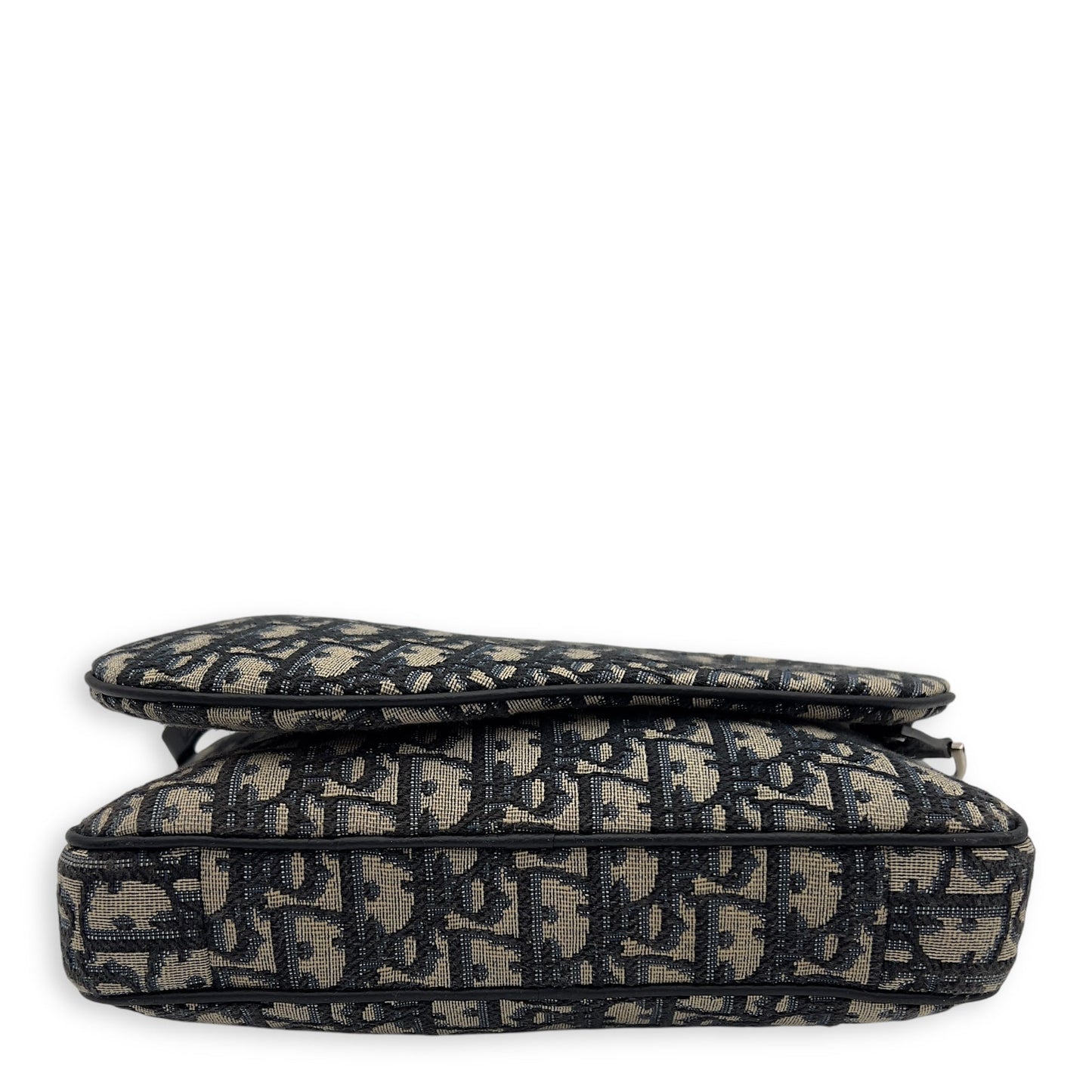 Triple Pouch Shoulder Bag Blue in Jacquard, Silver hardware