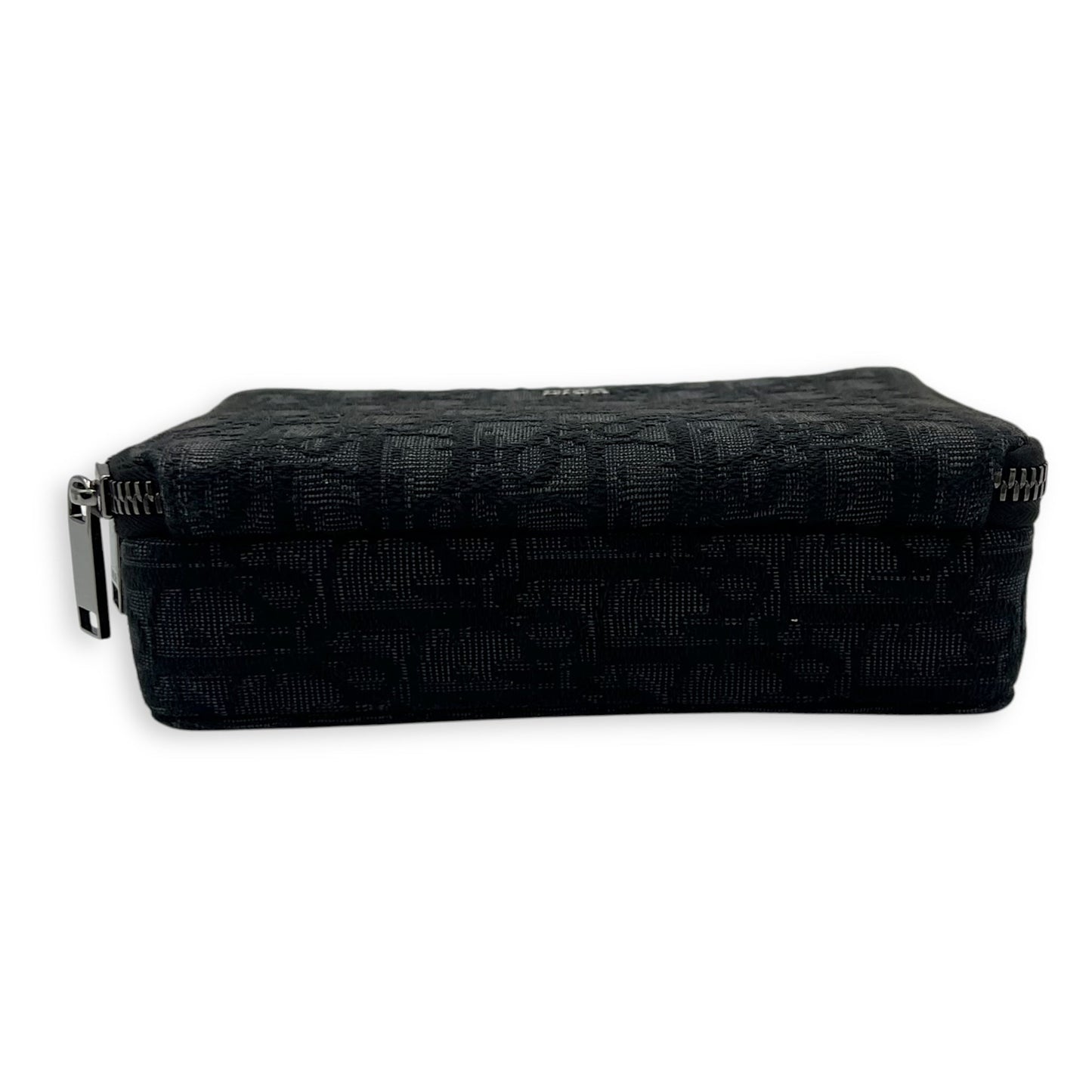 Triple Pouch Crossbody Bag Black in Jacquard, Silver hardware