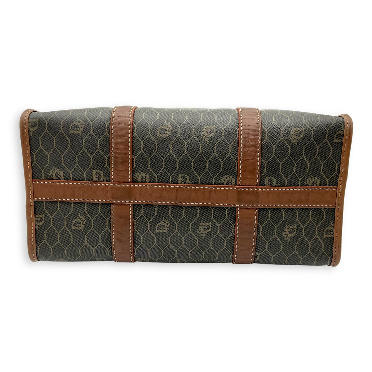 Honeycomb  Top Handle Bag Brown in Coated Canvas, Gold hardware