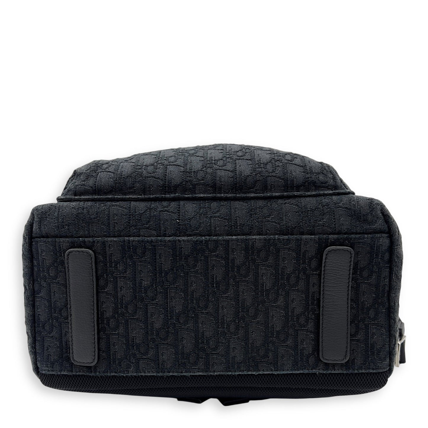 Oblique Black Backpack in Jacquard, Silver hardware