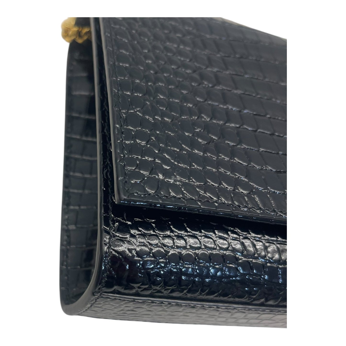 Yves Saint Laurent Kate Medium in Black Croc Embossed Leather