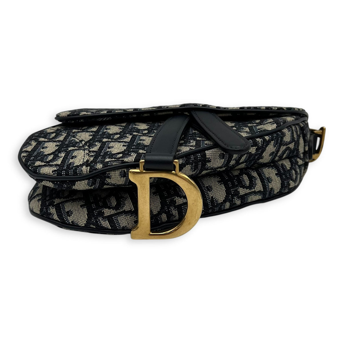 Saddle Top Handle Bag Mini Blue in Canvas, Gold hardware