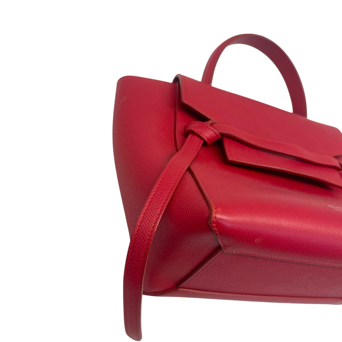 Celine Red Micro Leather Belt Top Handle Bag
