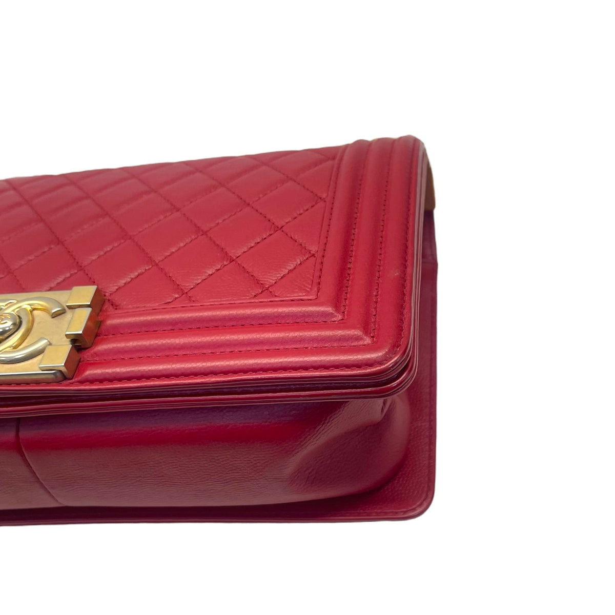 CHANEL Red Medium Lambskin Boy Flap Bag