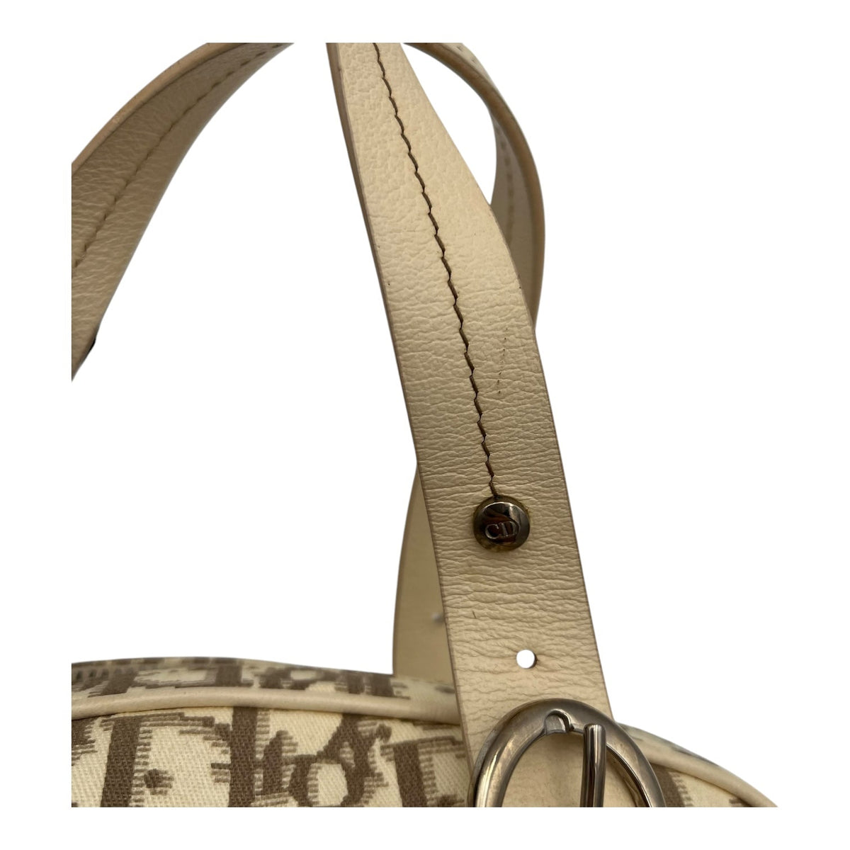 Trotteur Top Handle Bag Beige in Coated Canvas, Silver hardware