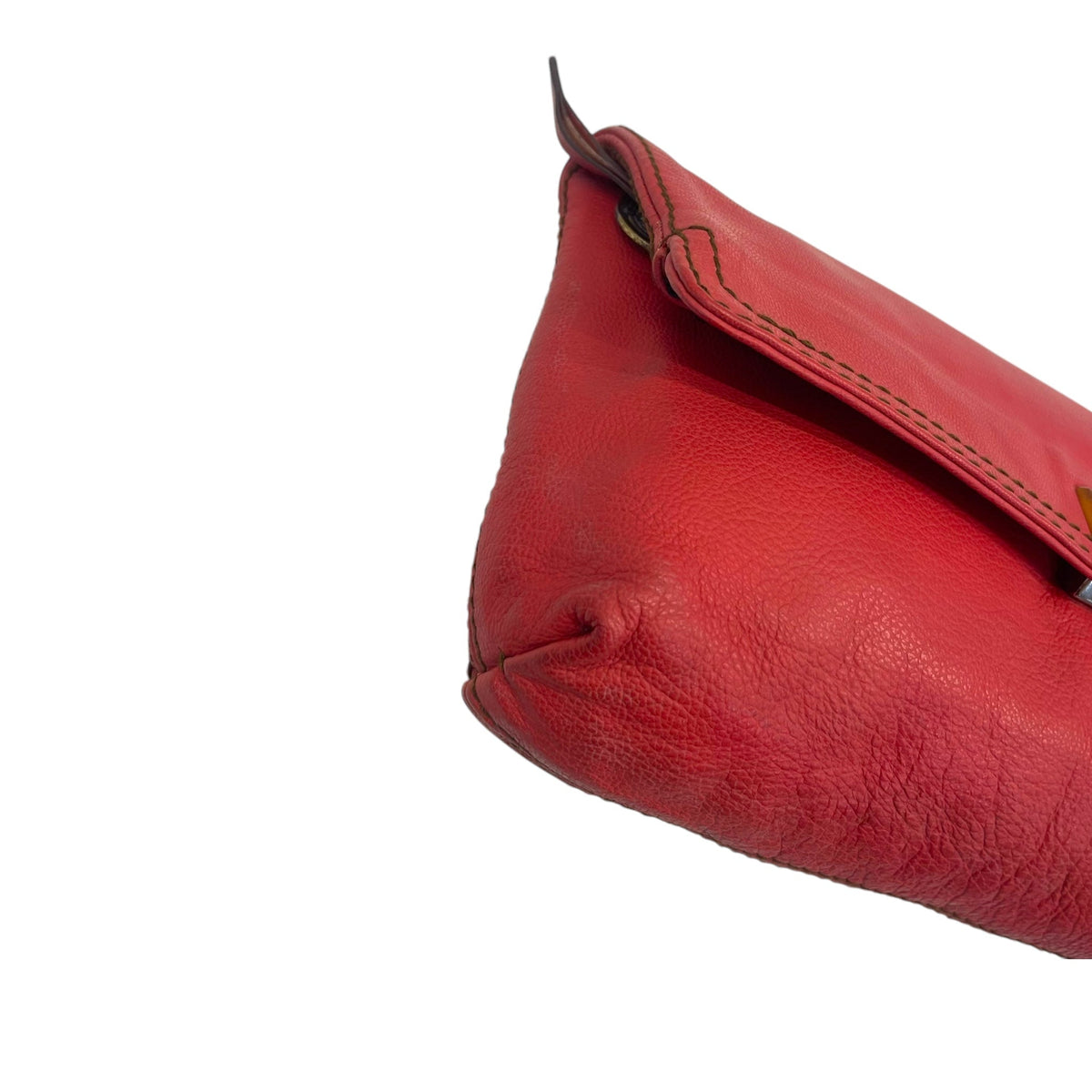 Lanvin Red Leather Turnlock Fold Over Clutch
