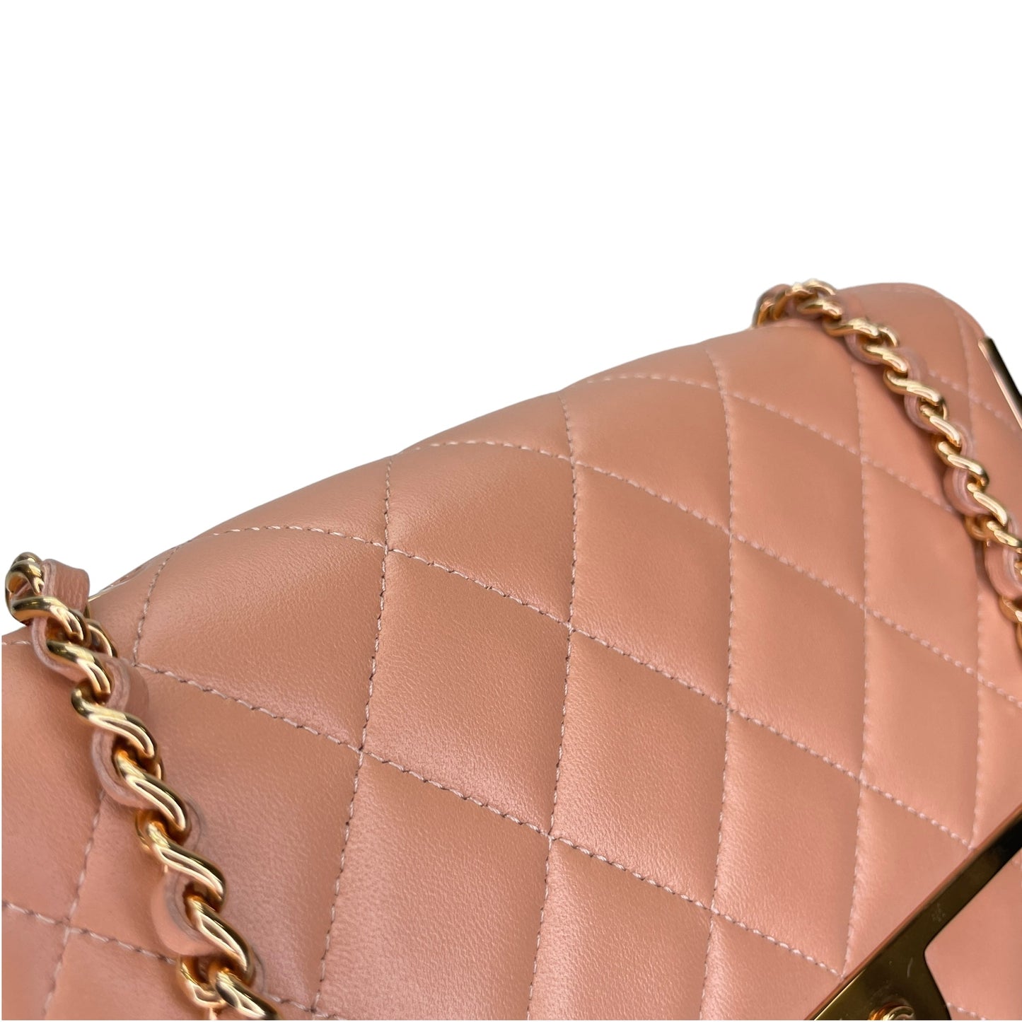 Quilted Frame Pink Wallet on Chain in Lambskin, Rose Gold hardware