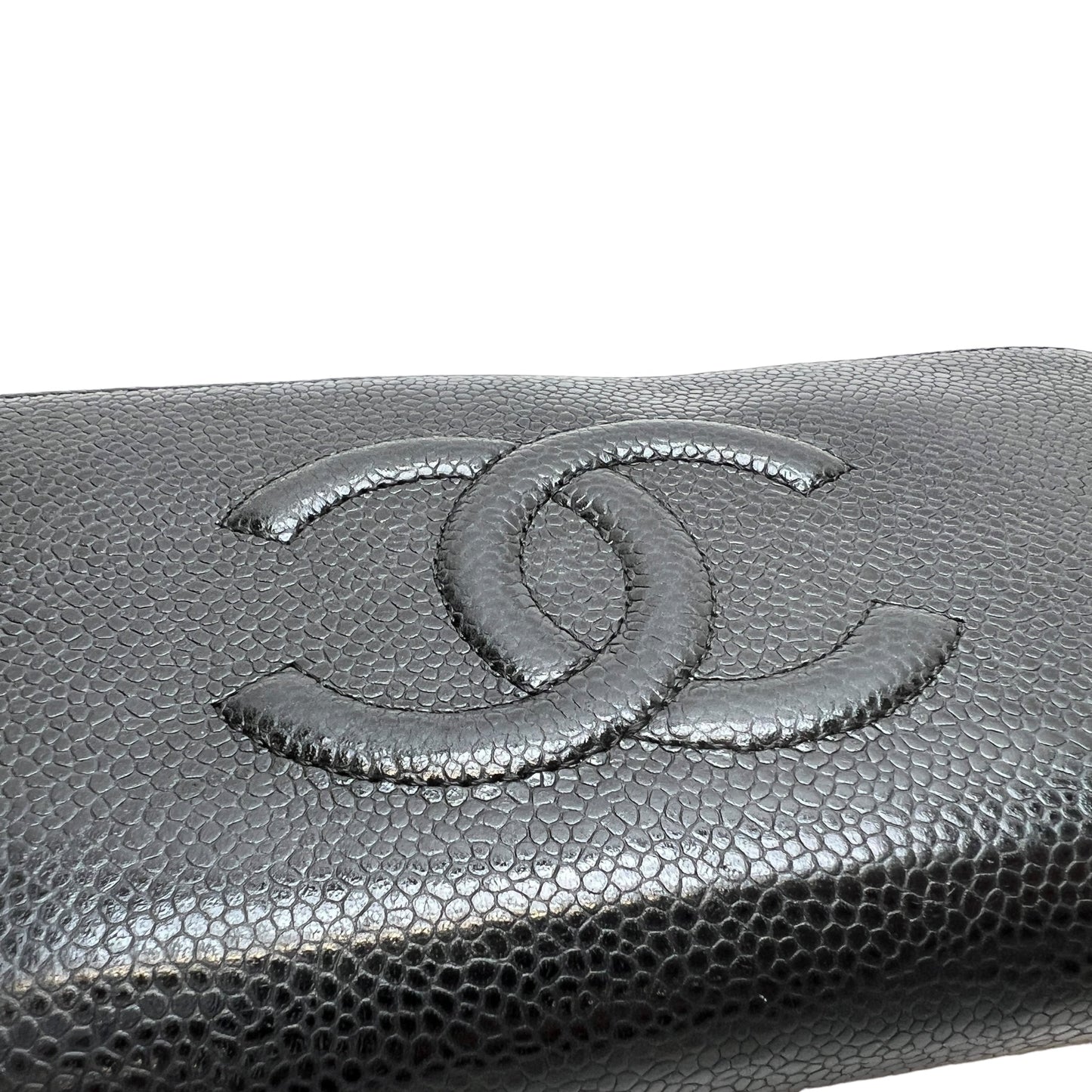 Timeless CC Long Black Wallet in Caviar Leather, Silver hardware