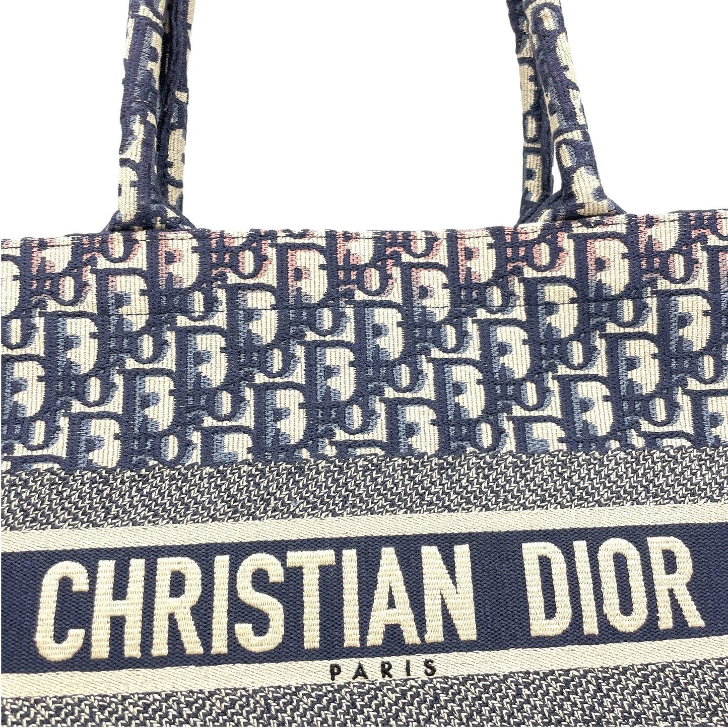 Book Tote Medium Navy Top handle Bag in Jacquard