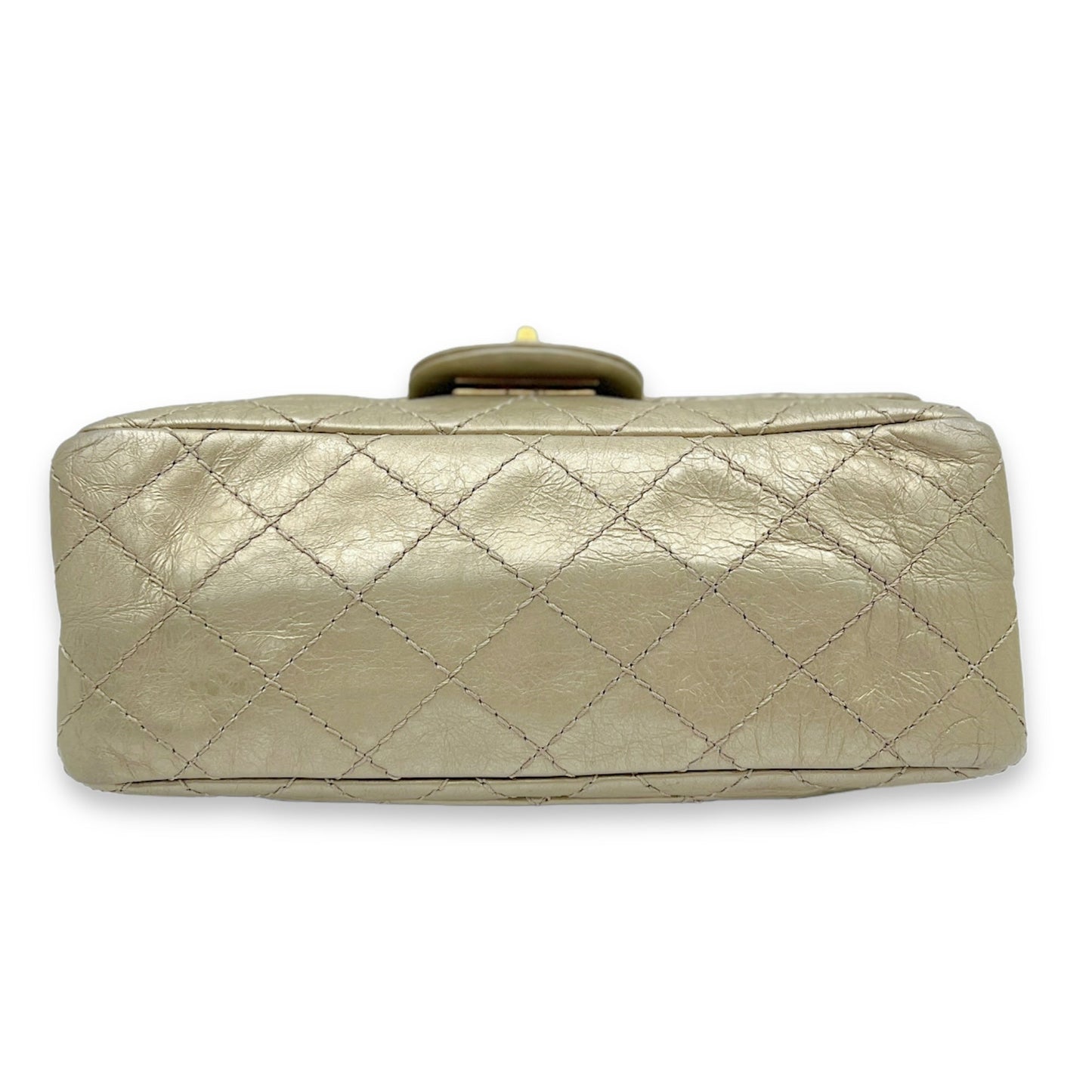 2.55 Mini Gold Crossbody Bag in Calfskin, Gold hardware