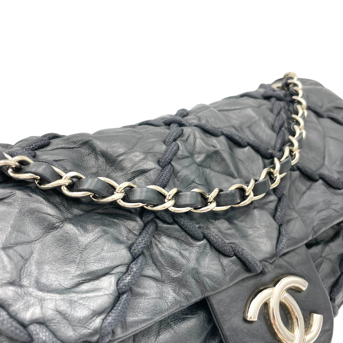 Wild Stitch Blue Shoulder Bag in Calfskin, Silver hardware