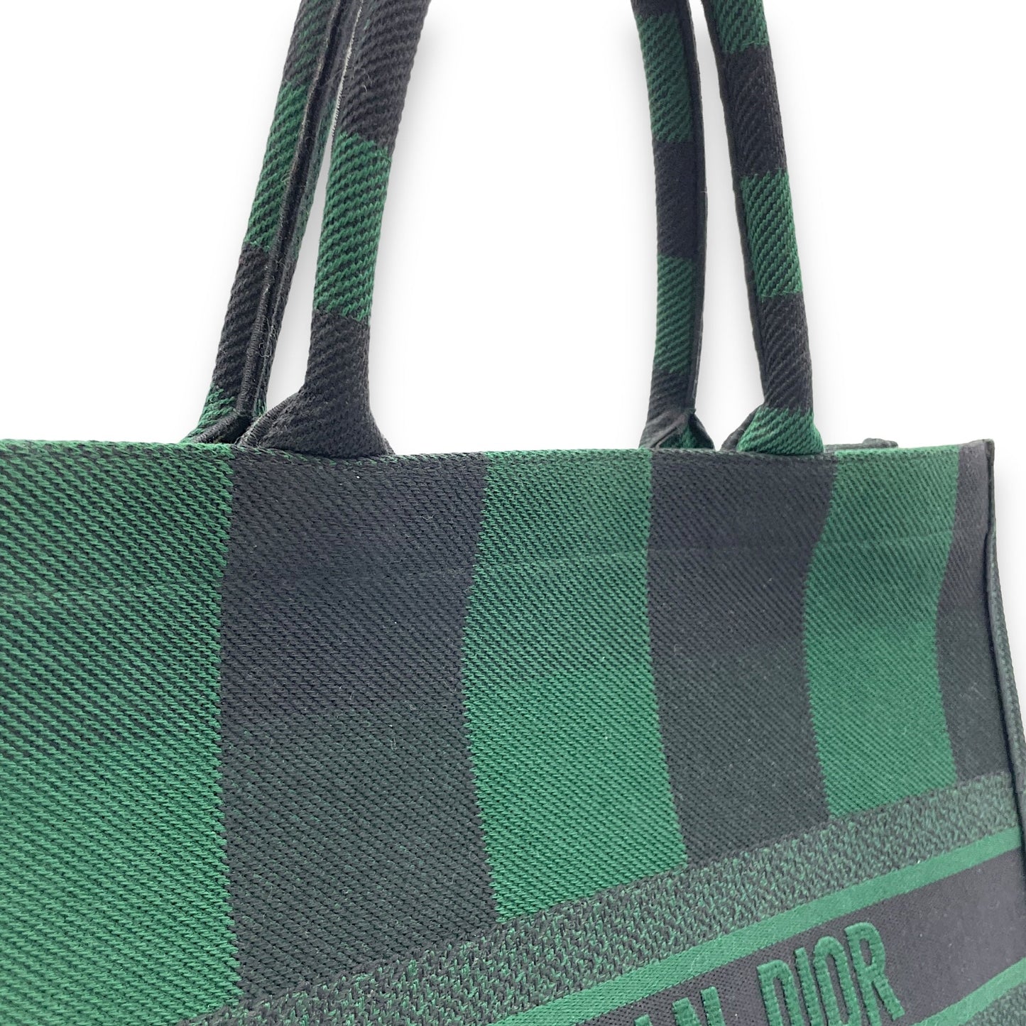 Book Tote Top Handle Bag Large Green in Canvas