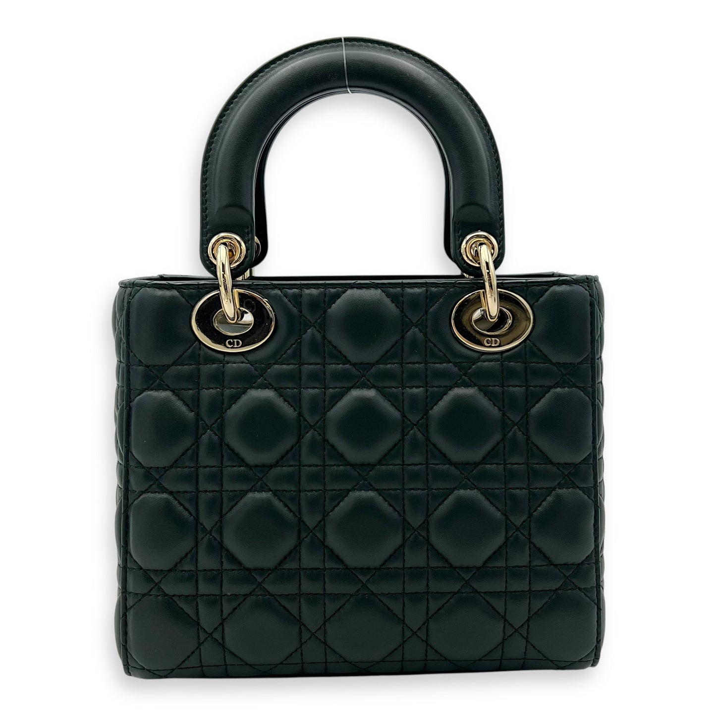 Lady Dior Small Green Top Handle Bag in Lambskin, Gold hardware