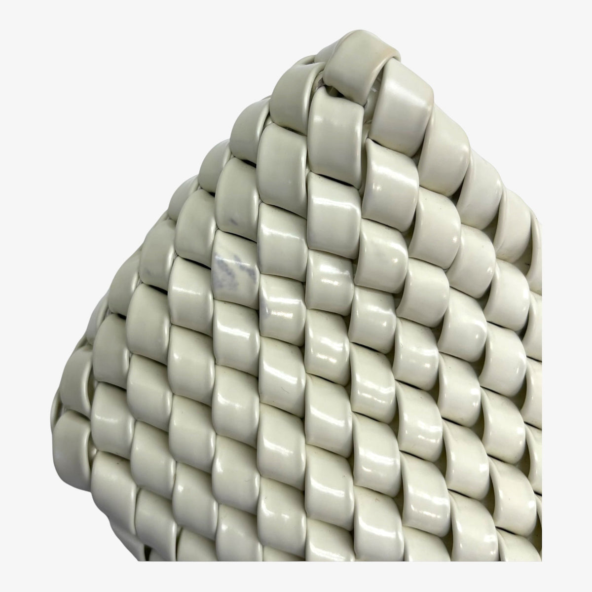 Bottega Veneta White Intrecciato Leather Structure Clutch