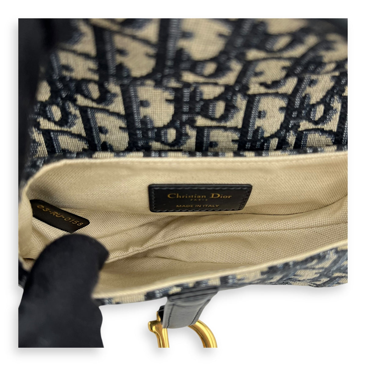 Saddle Top Handle Bag Mini Blue in Canvas, Gold hardware