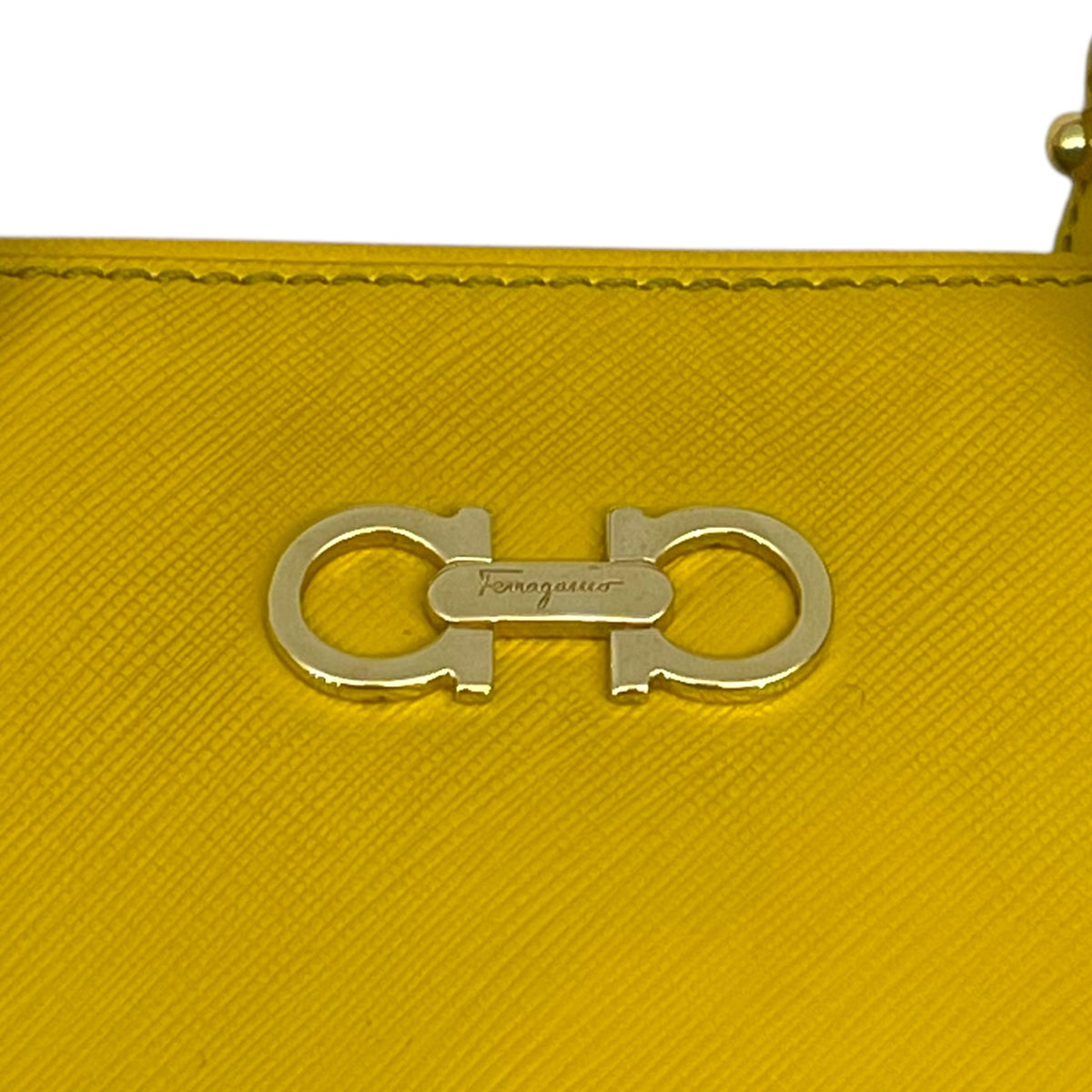 Salvatore Ferragamo Yellow Saffiano Leather Darina