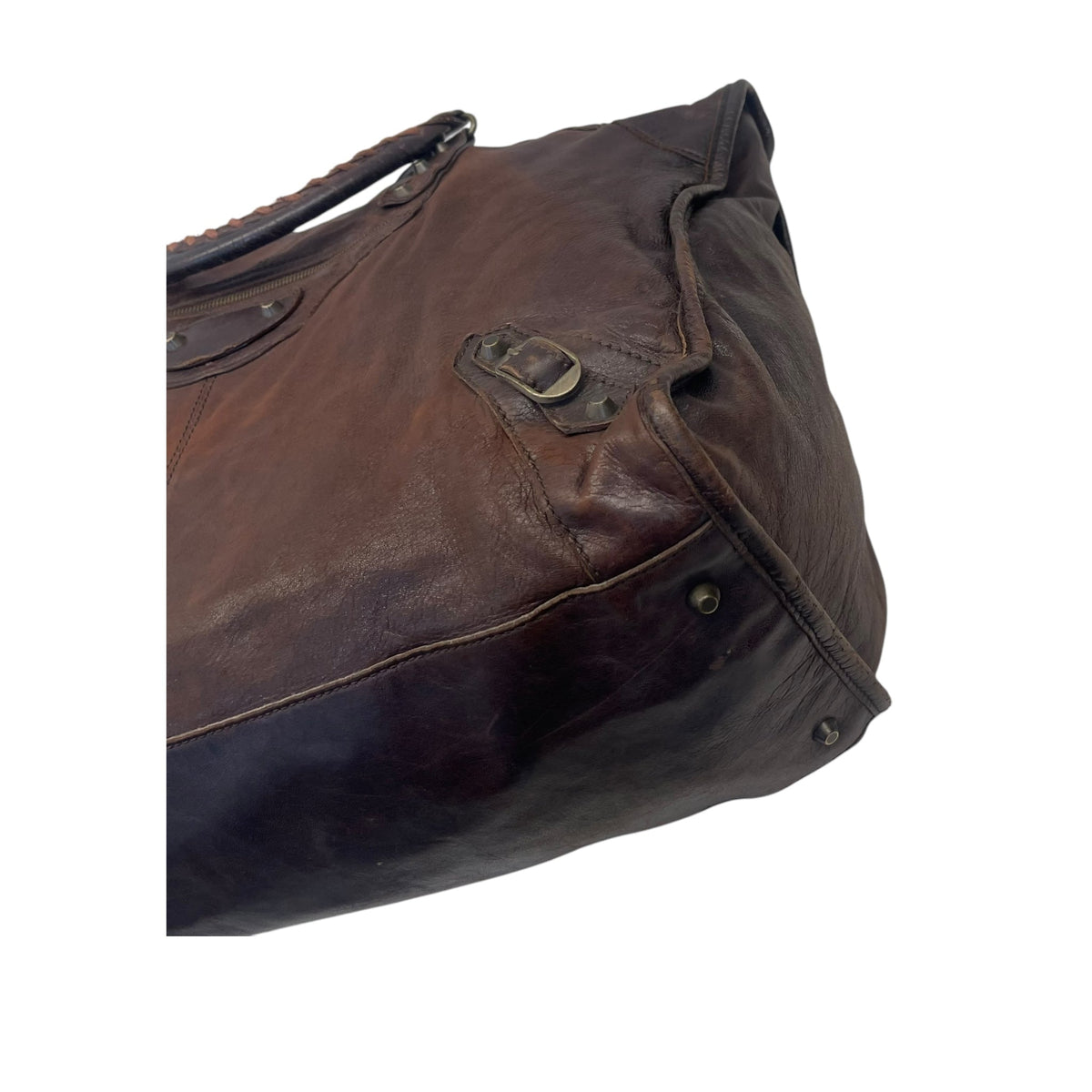 Balenciaga Brown Leather Brogues Voyage Weekender Bag