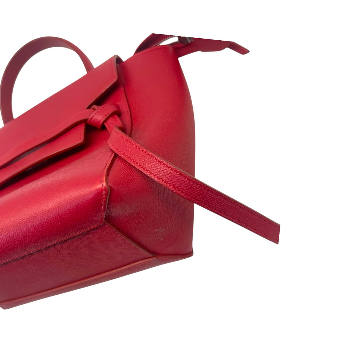 Celine Red Micro Leather Belt Top Handle Bag