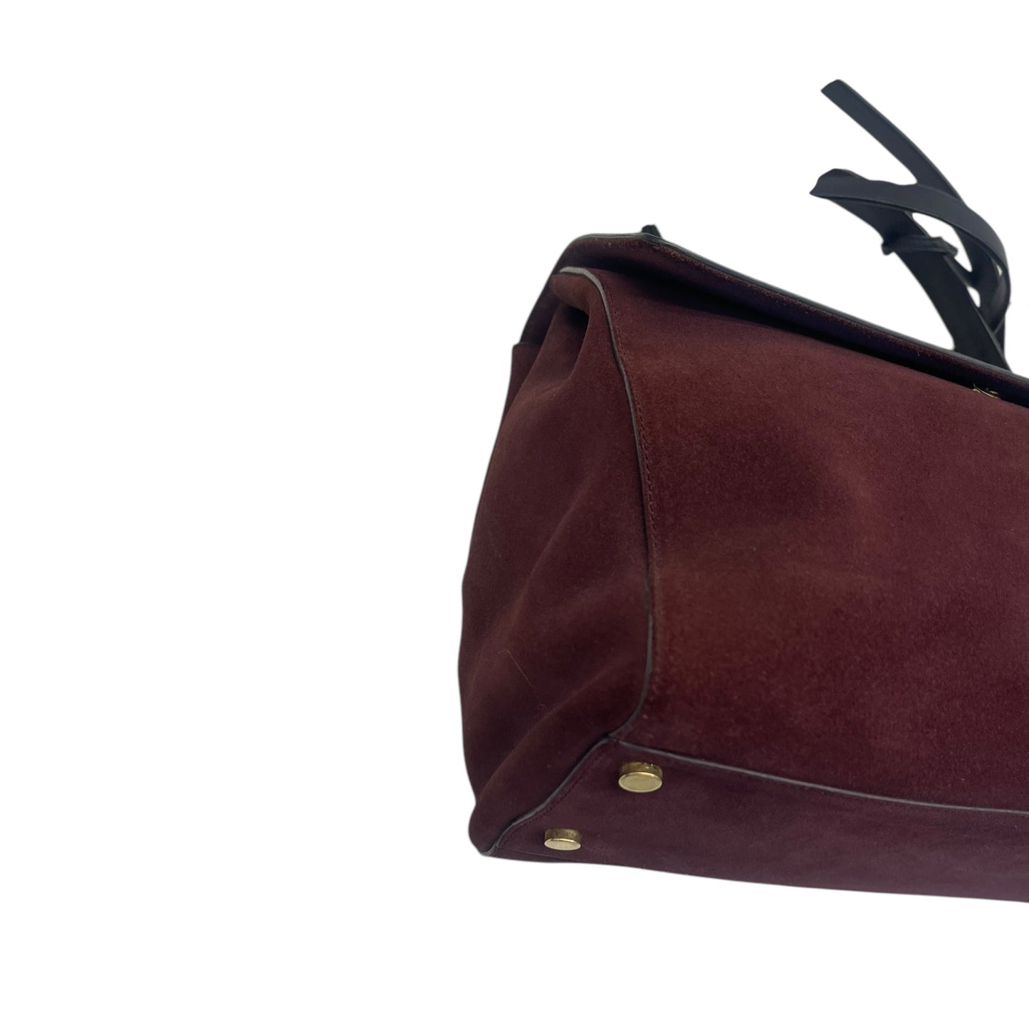 Yves Saint Laurent Burgundy/Black Suede and Leather Medium Moujik Tote Bag