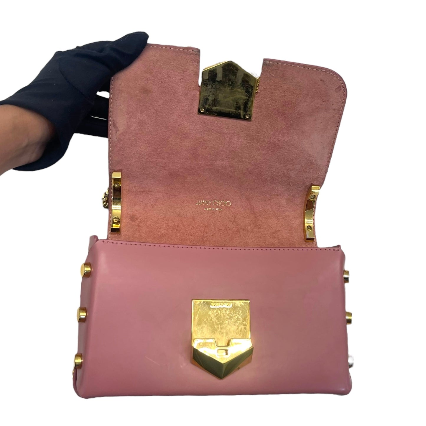 Jimmy Choo Pink Leather Lockett City Shoulder Bag