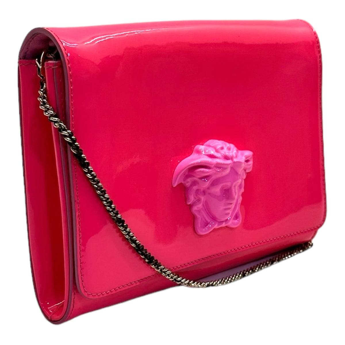 Versace Patent Palazzo Medusa Chain Evening Bag