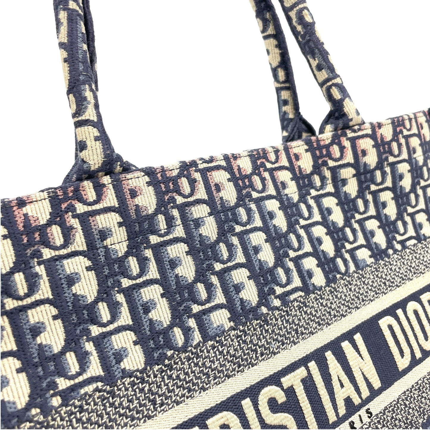 Book Tote Medium Navy Top handle Bag in Jacquard