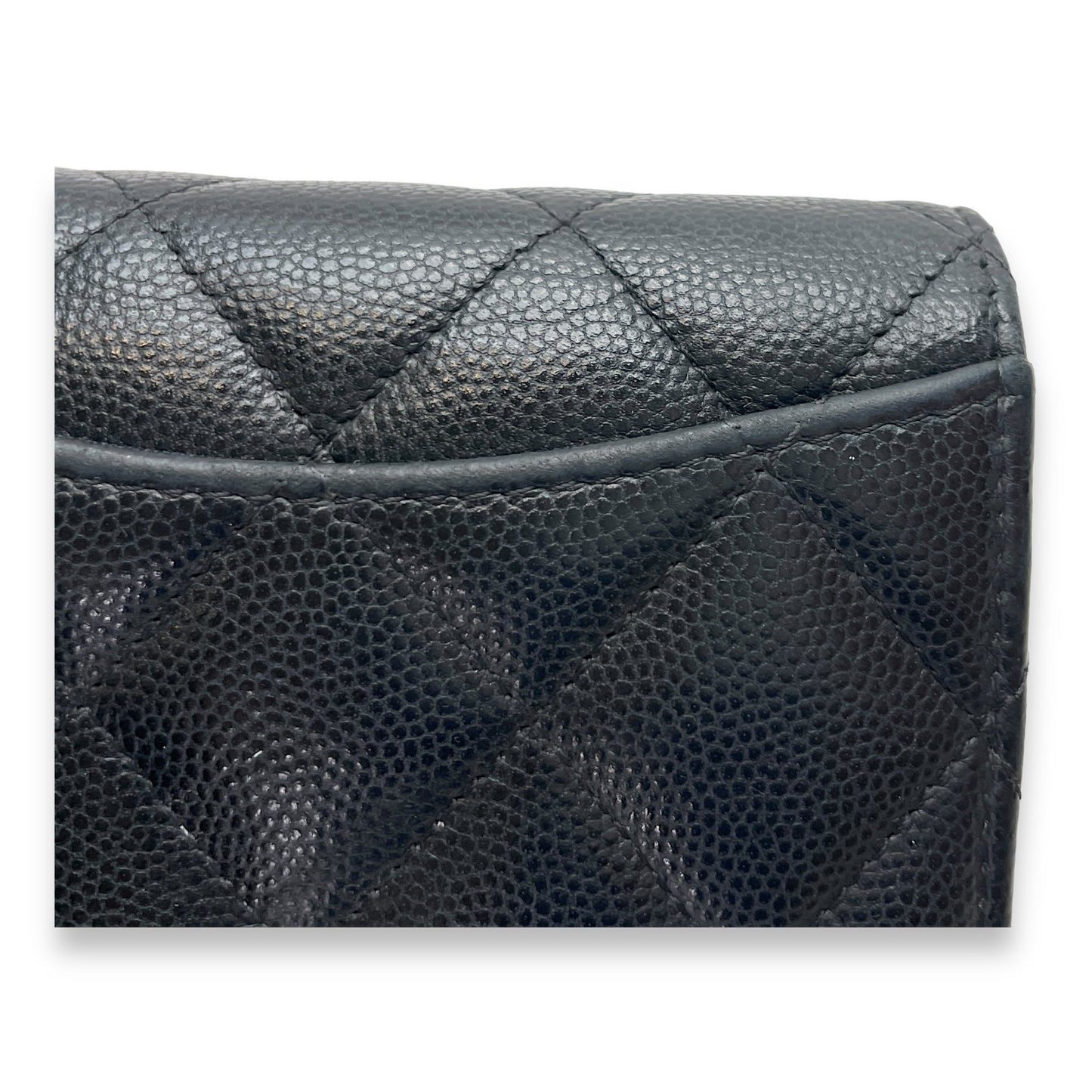 MATELASSE QUILTED Black Wallet on Chain in Caviar Leather, Gold hardware