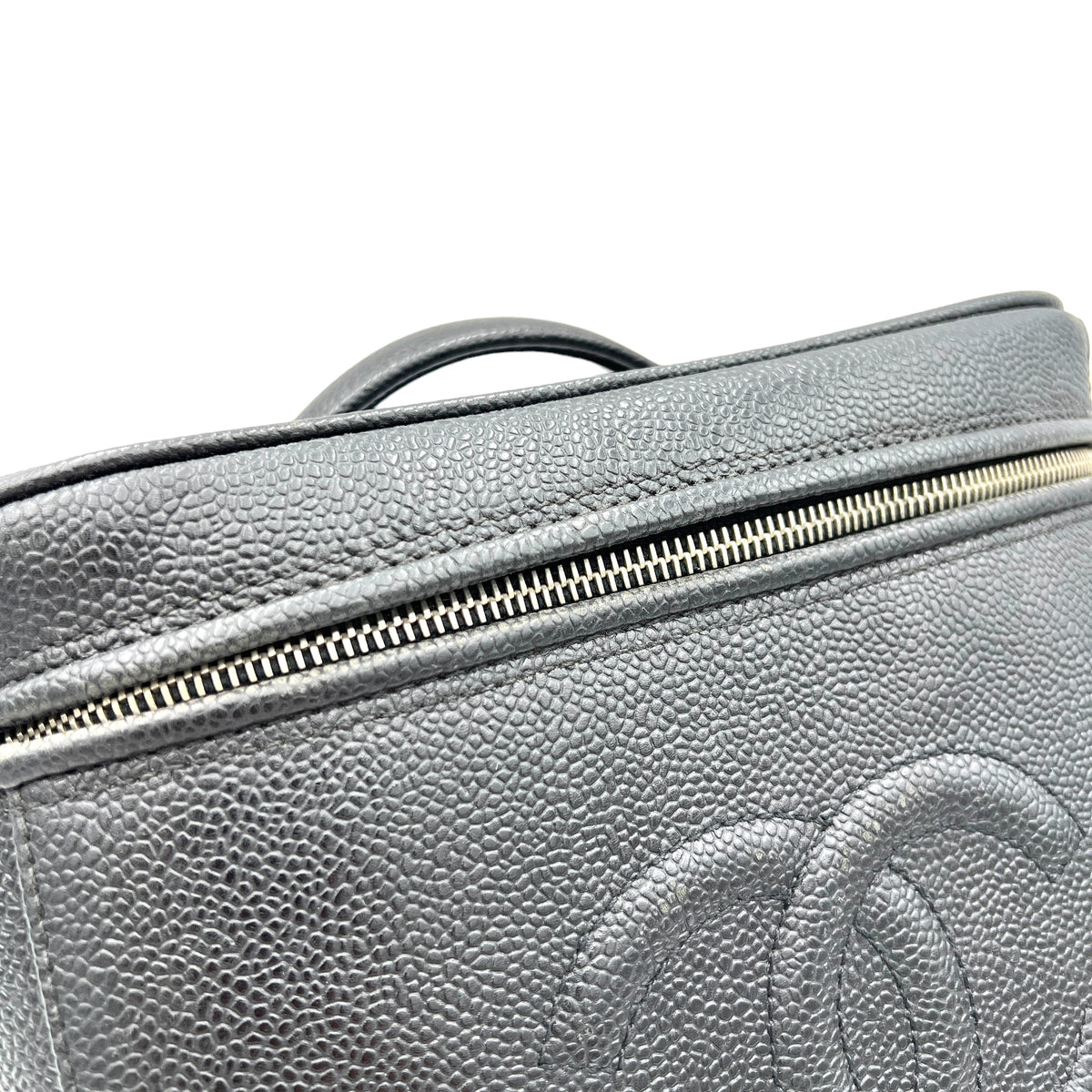 Vanity Top Handle Bag  Black in Caviar Leather , Gold Hardware