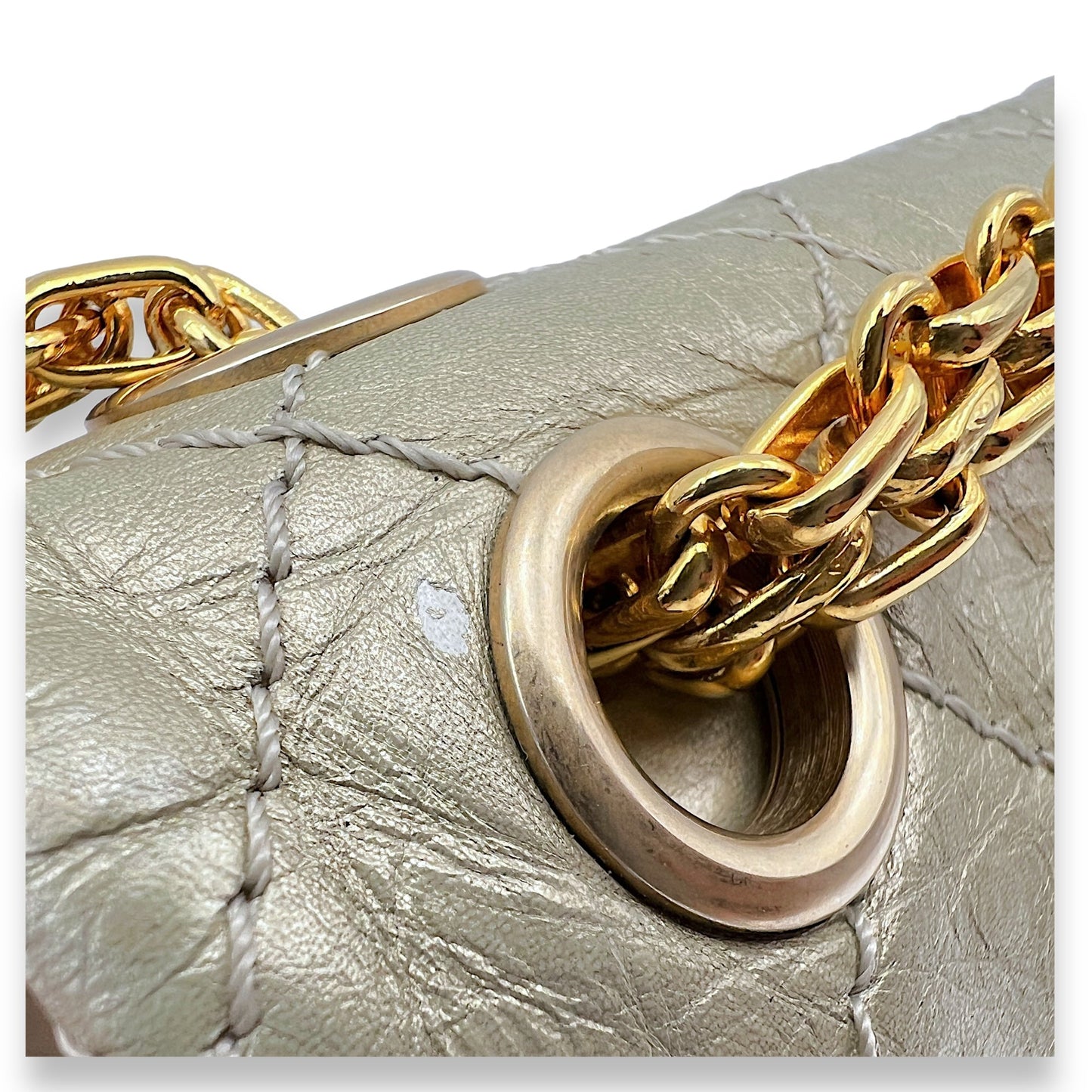 2.55 Mini Gold Crossbody Bag in Calfskin, Gold hardware