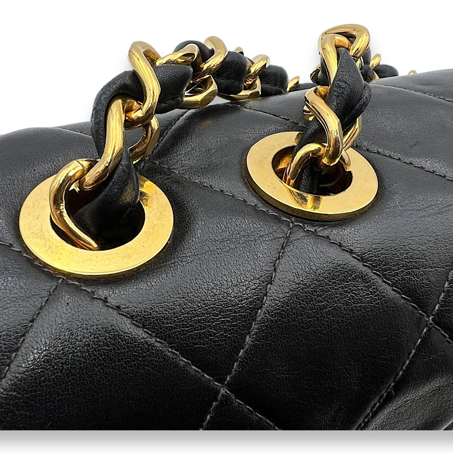 Deka Shoulder Bag Black in Lambskin, Gold hardware