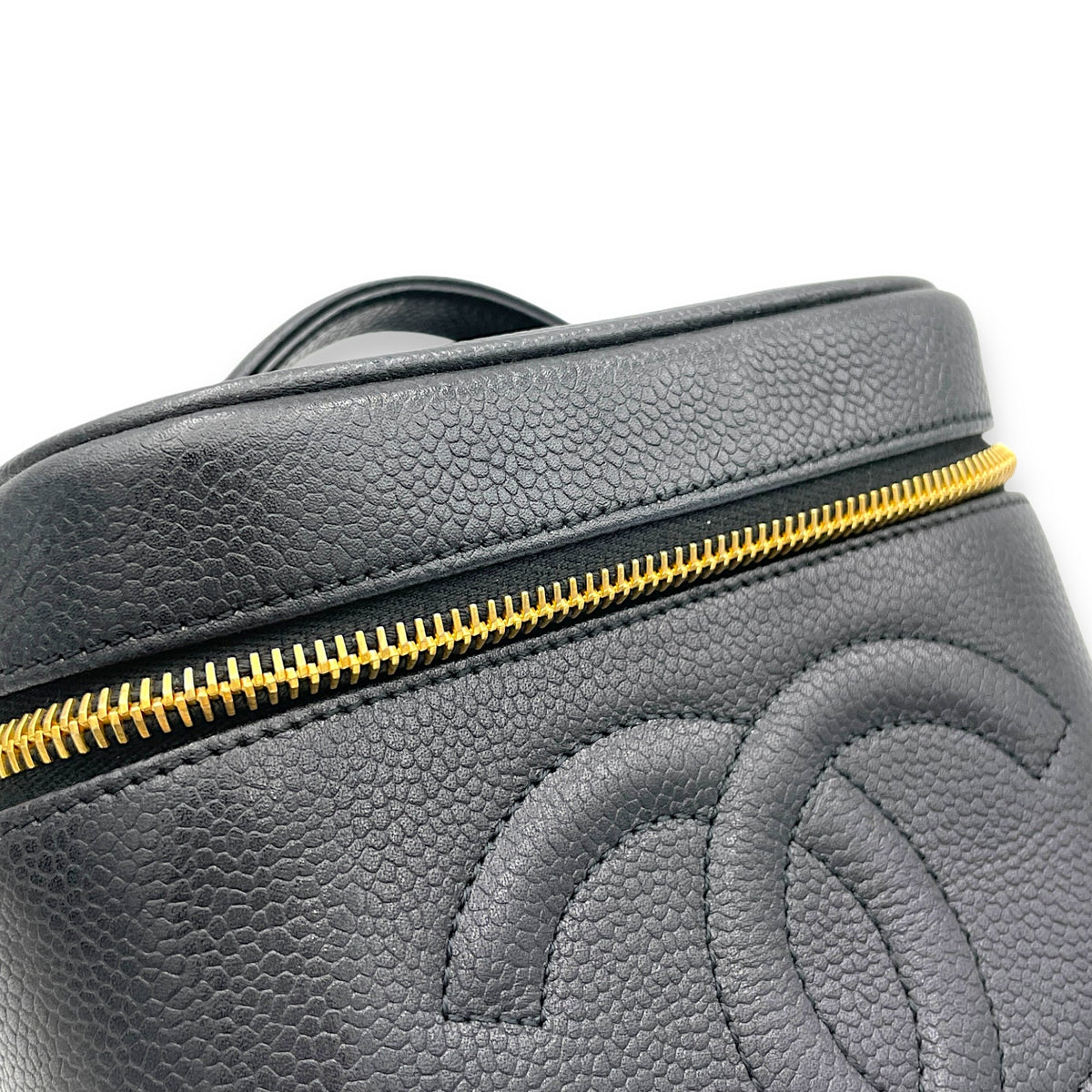 Vintage Black Vanity Bag in Caviar Leather, Gold hardware