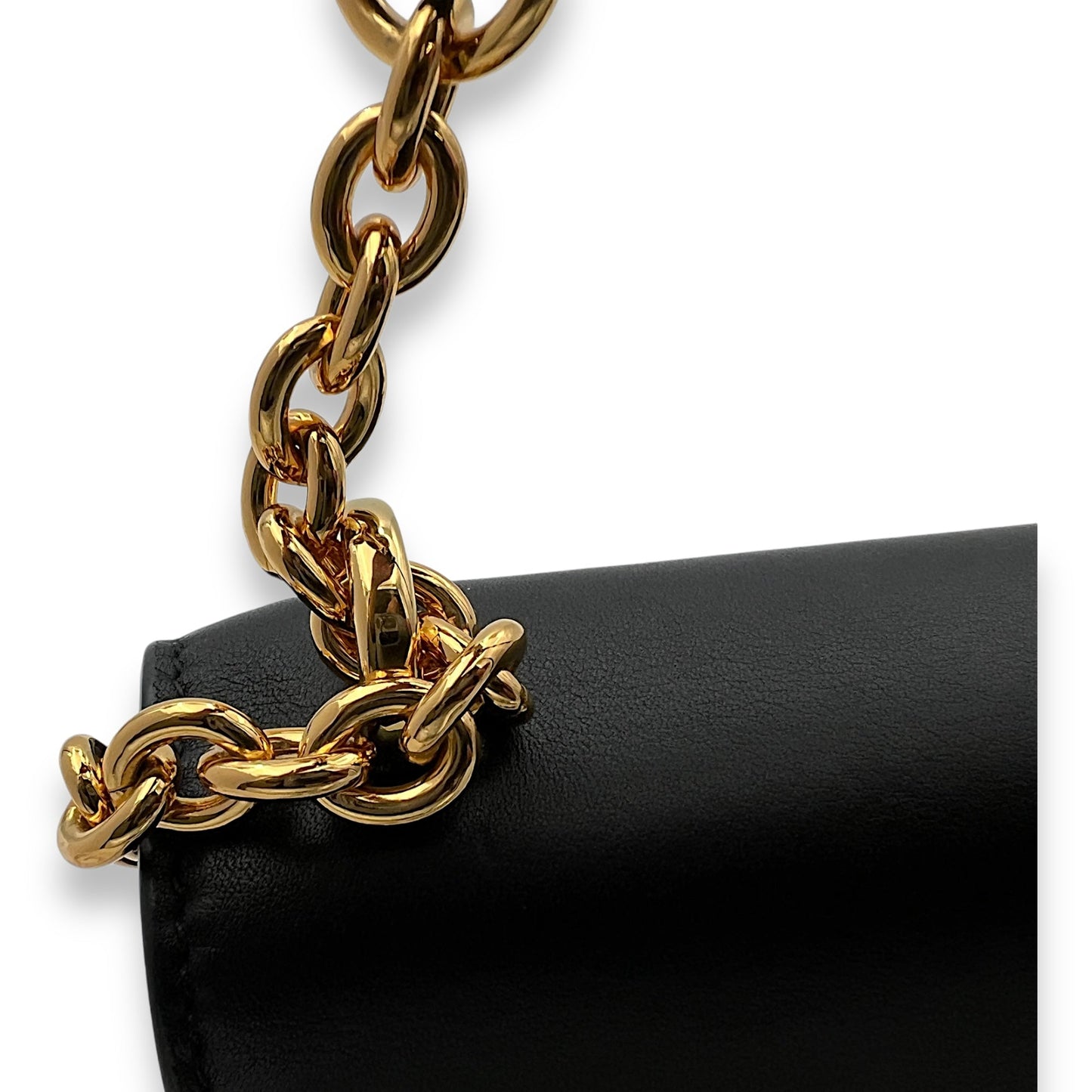 30 Montaigne East West Black Crossbody Bag in Calfskin, Gold hardware