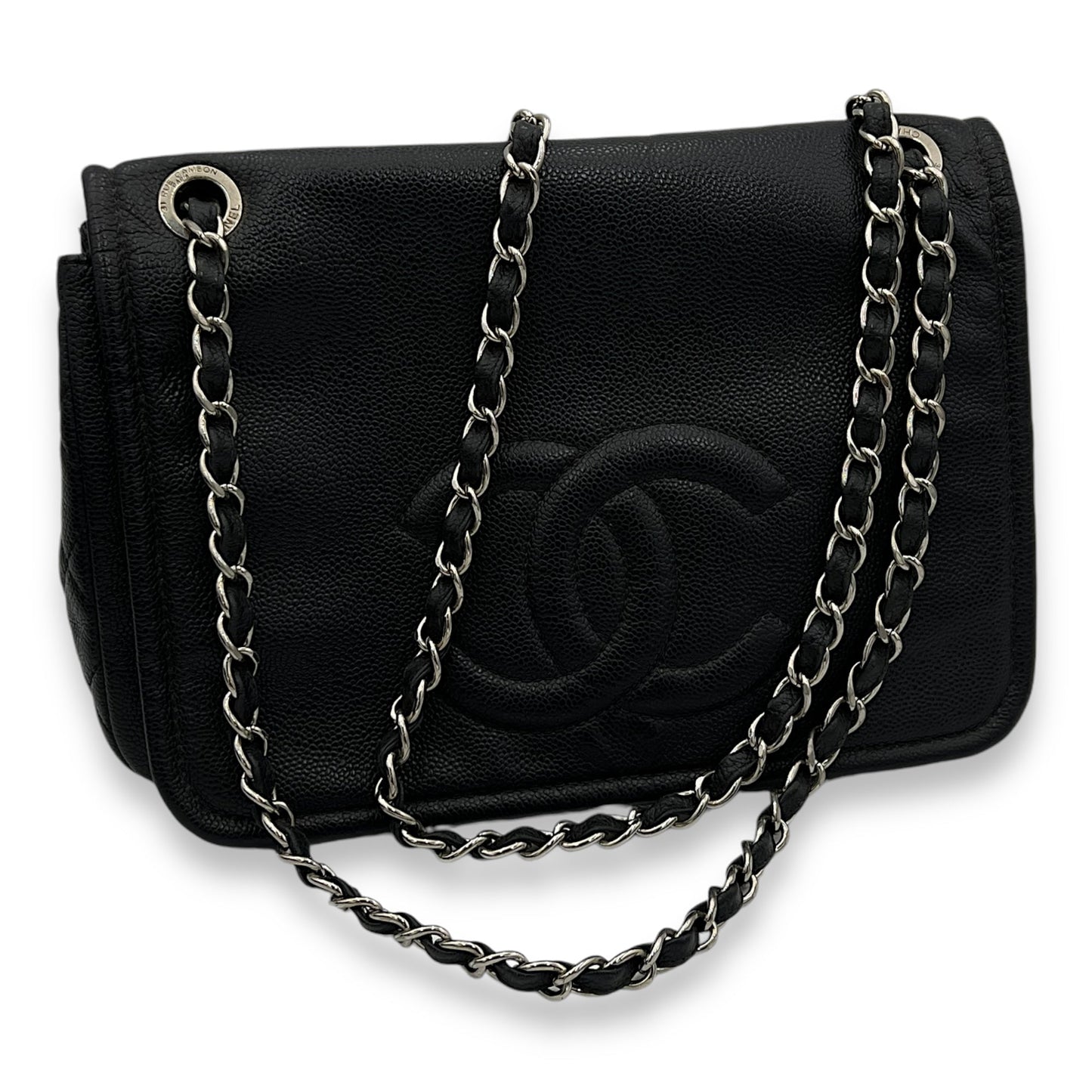 Timeless CC Black Crossbody Bag in Caviar Leather, Silver hardware