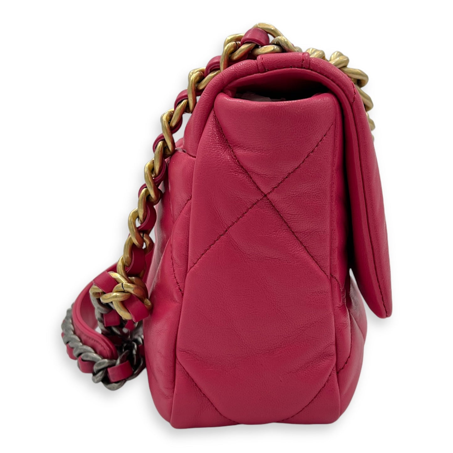 C19 Small Pink Crossbody Bag in Goat Leather, Mixed hardware