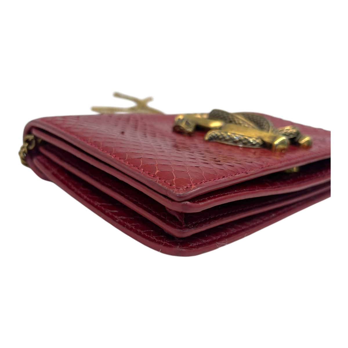 Roberto Cavalli Red Leather RC Monogram Flap Chain Bag