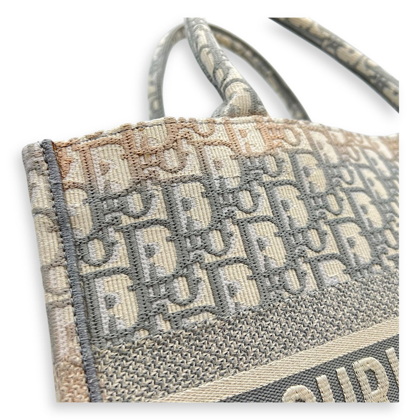 Book Tote Medium Grey Top Handle Bag in Jacquard