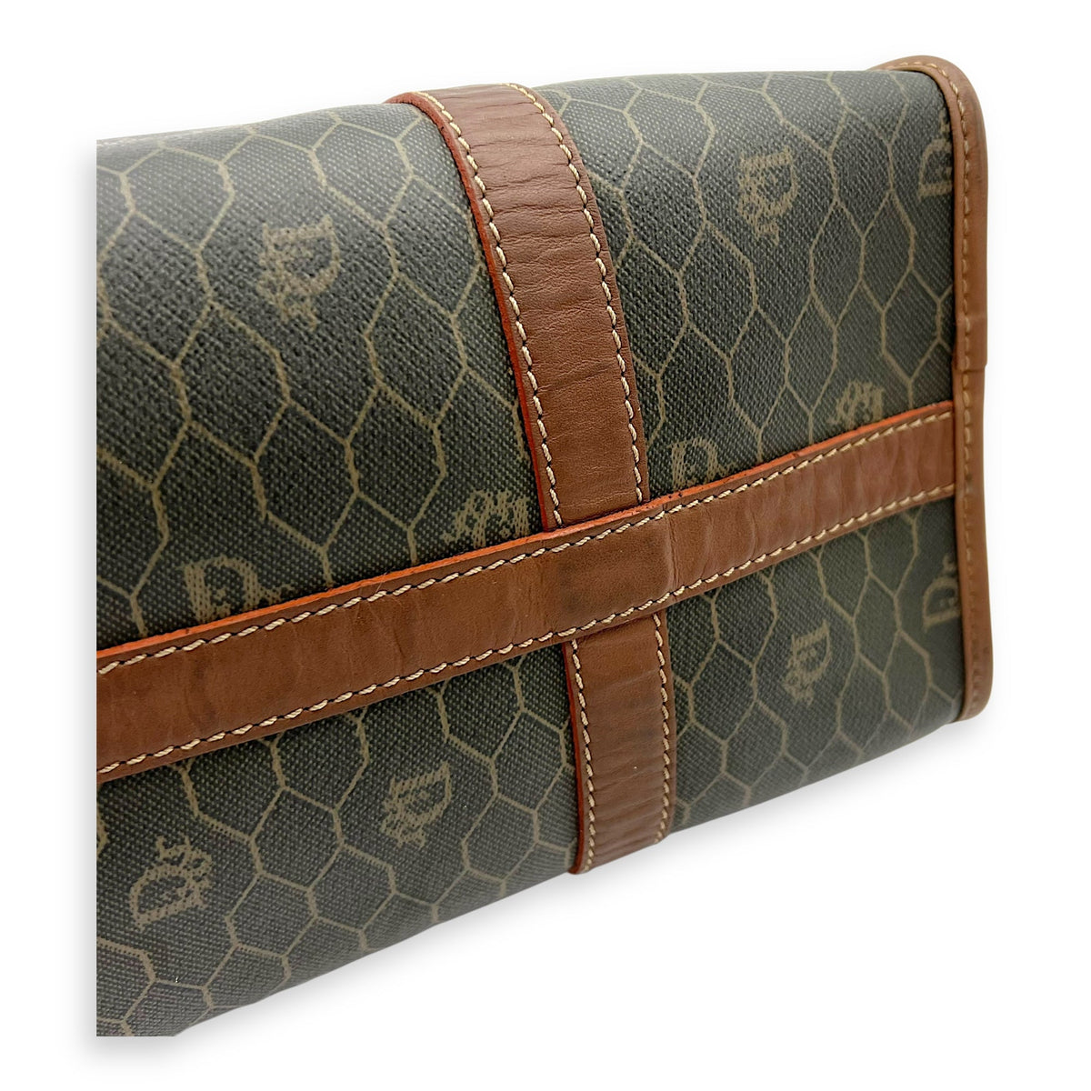 Honeycomb  Top Handle Bag Brown in Coated Canvas, Gold hardware