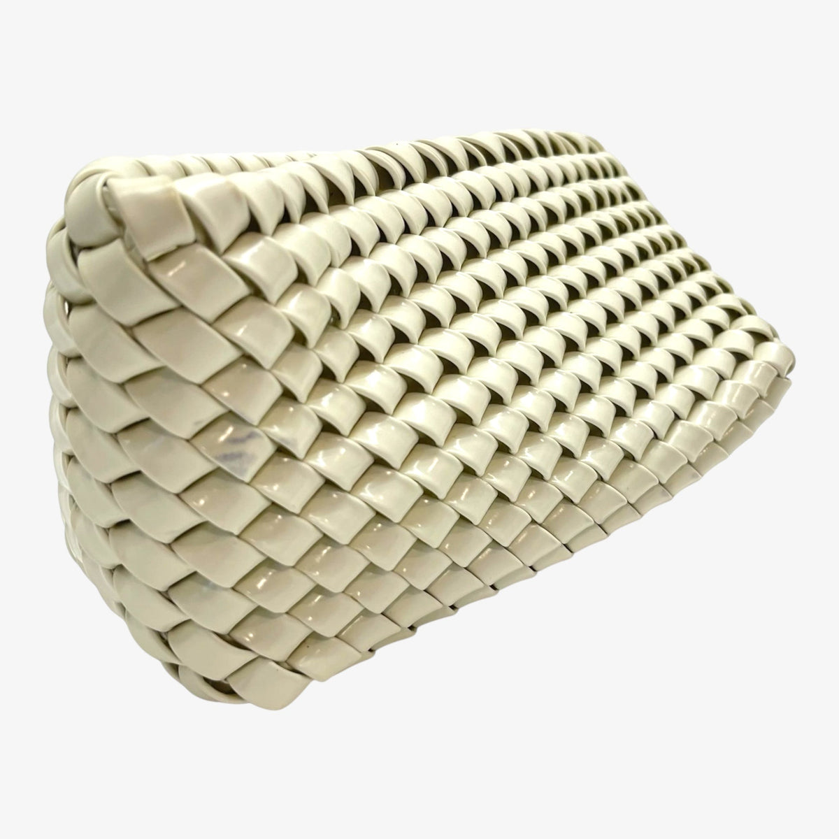 Bottega Veneta White Intrecciato Leather Structure Clutch