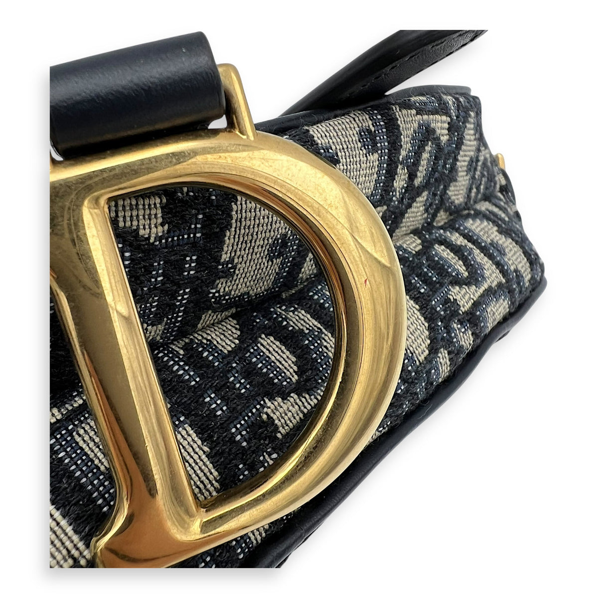 Saddle Top Handle Bag Mini Blue in Canvas, Gold hardware