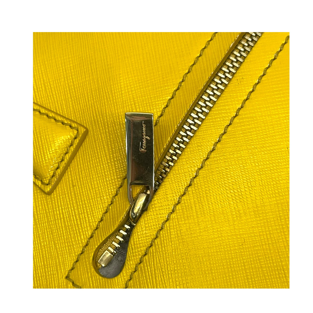Salvatore Ferragamo Yellow Saffiano Leather Darina