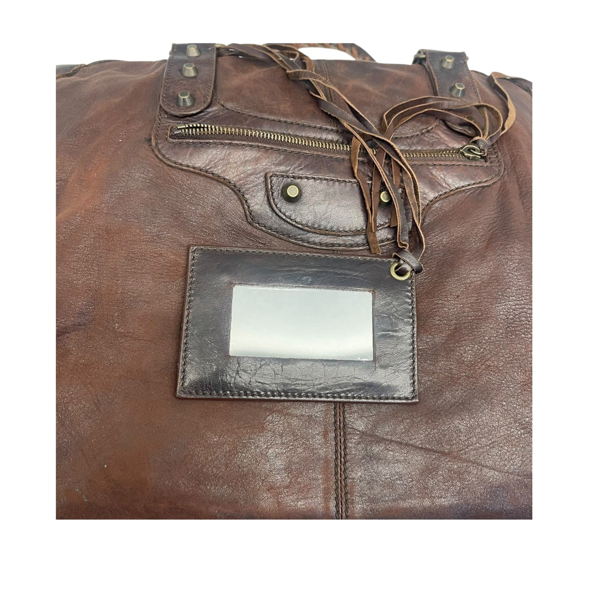 Balenciaga Brown Leather Brogues Voyage Weekender Bag