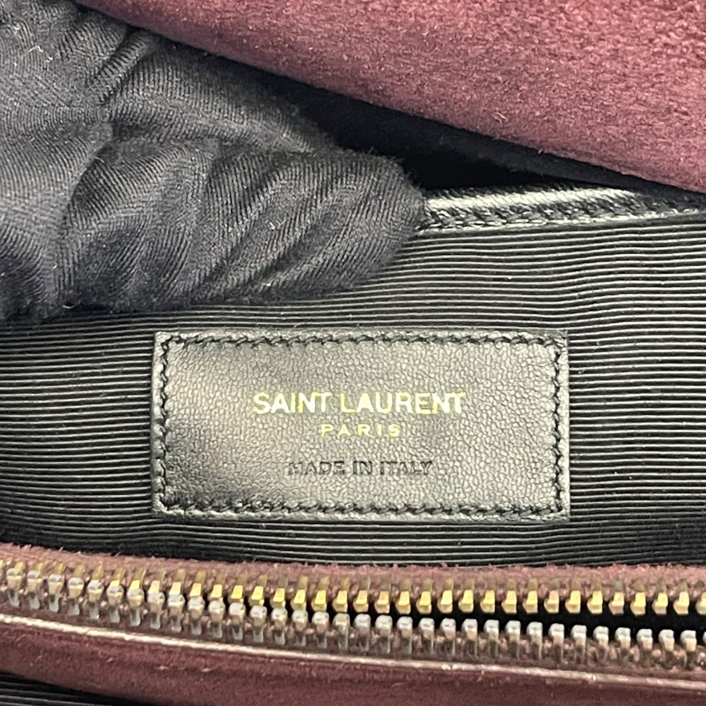Yves Saint Laurent Burgundy/Black Suede and Leather Medium Moujik Tote Bag