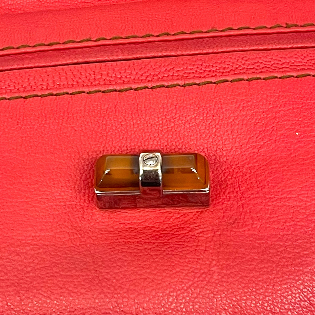Lanvin Red Leather Turnlock Fold Over Clutch