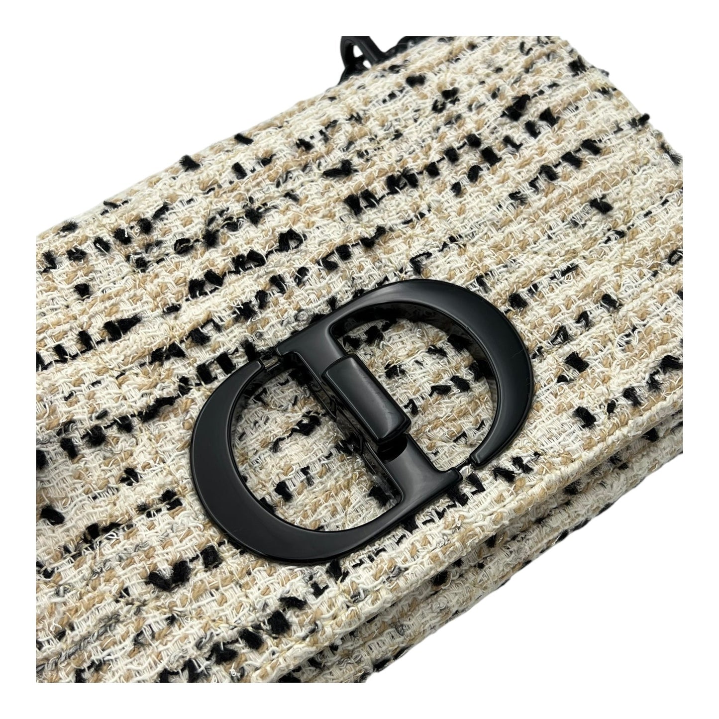 Caro Small White Crossbody Bag in Tweed, Enamel hardware