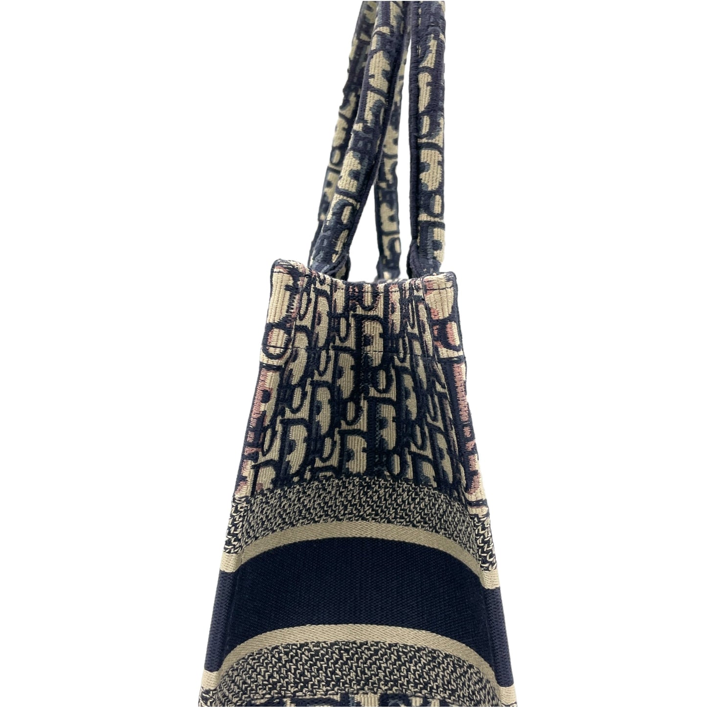 Book Tote Medium Navy Top handle Bag in Jacquard