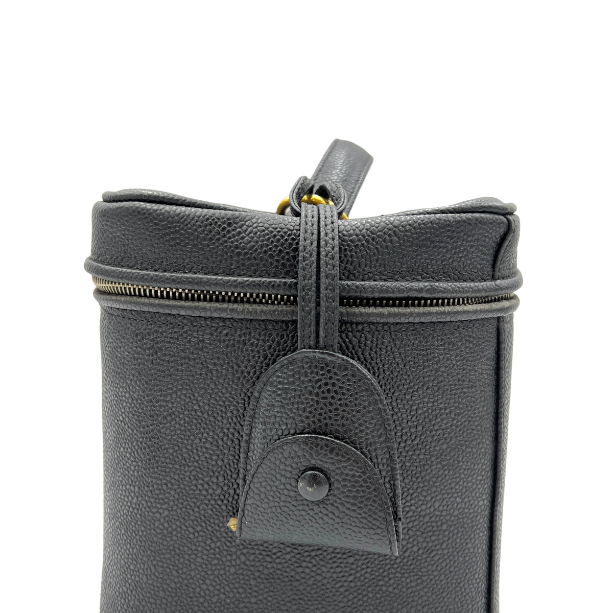 Vanity Top Handle Bag  Black in Caviar Leather , Gold Hardware