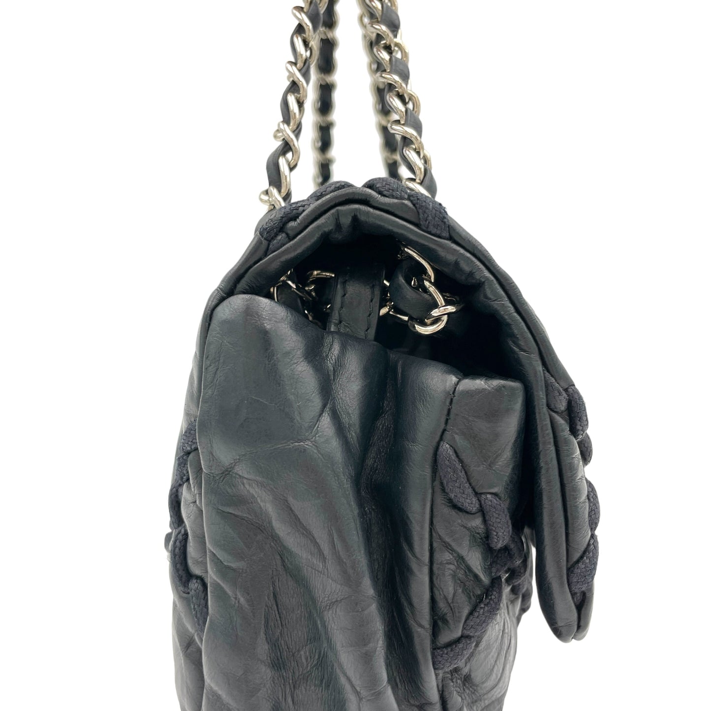 Wild Stitch Blue Shoulder Bag in Calfskin, Silver hardware