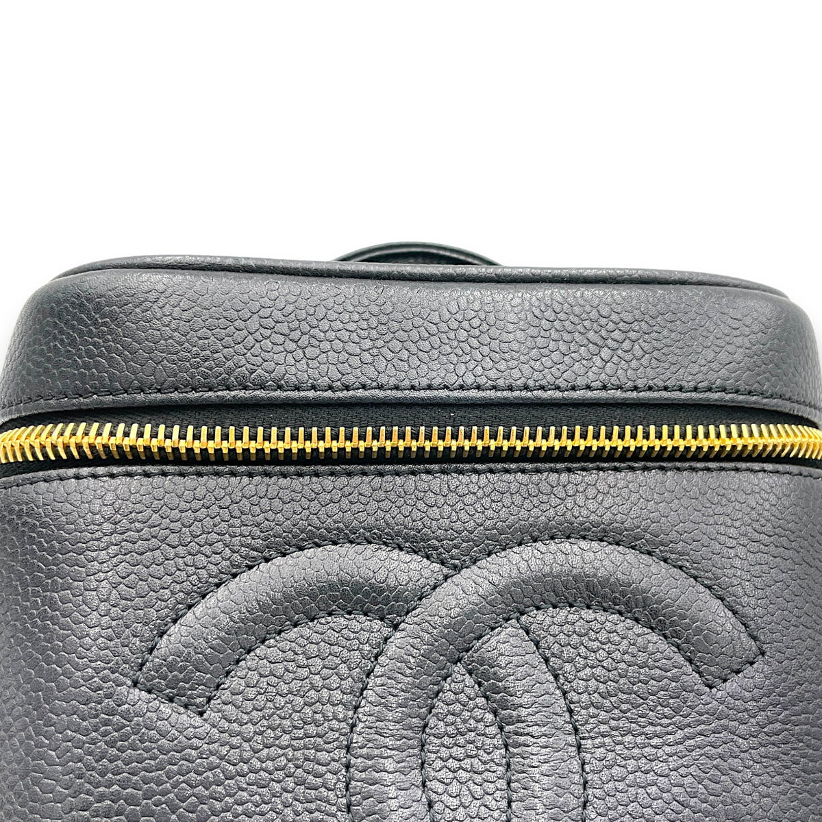 Vintage Black Vanity Bag in Caviar Leather, Gold hardware