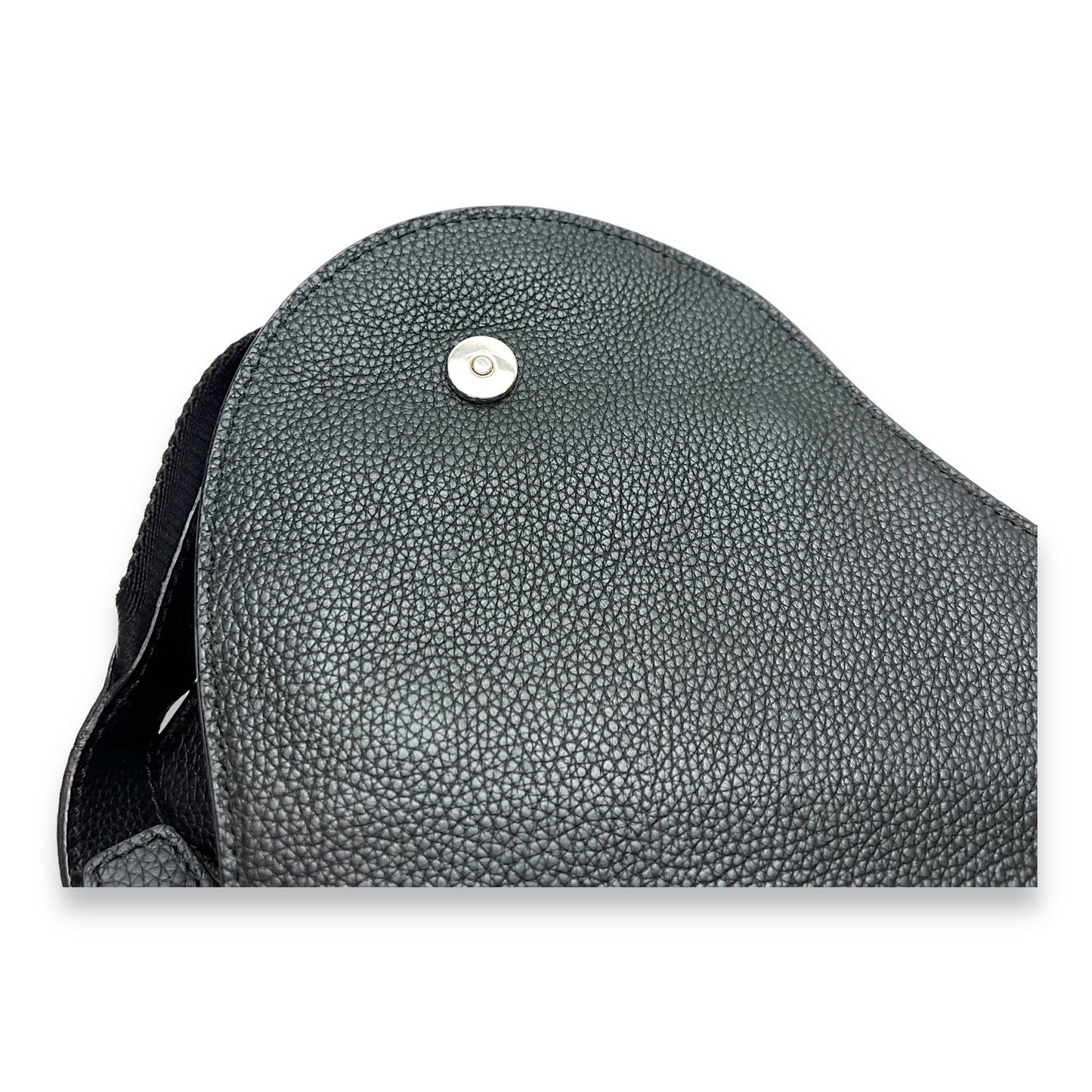 Saddle Crossbody Bag Black in Calfskin, Silver hardware