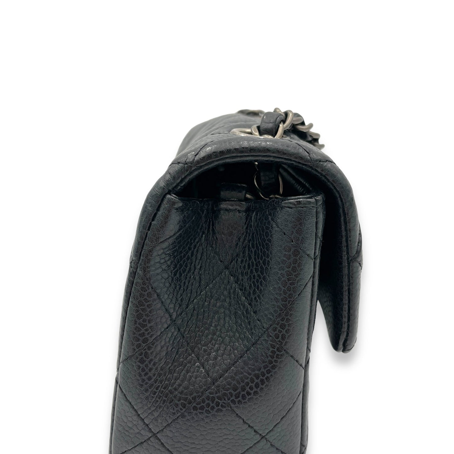 Classic Crossbody Bag Black in Caviar Leather, Silver hardware